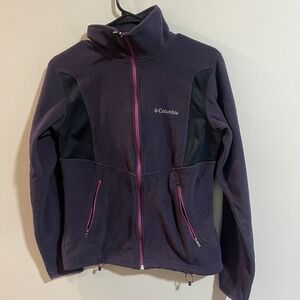 Colombia Fleece Jacket‎ Womens M Purple and Black Outdoors Full Zip Mock Neck